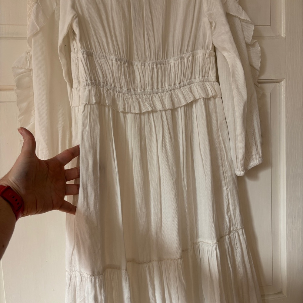 Ulla Johnson Sheila Dress White Lace Sleeve Embroider Midi Revolve Size 8 Medium - Picture 13 of 16